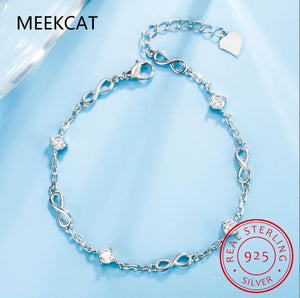 Vintage Silver Infinite Love Bracelet White/Blue Zircon Wedding Jewelry
