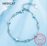 Vintage Silver Infinite Love Bracelet White/Blue Zircon Wedding Jewelry