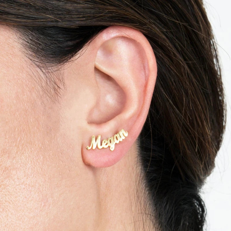 Personalized Name Earrings Stainless Steel Stud Earrings Brincos