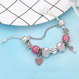 Romantic Key&Lock Pendant Charm Bracelets Silver LOVED Beads Bangles