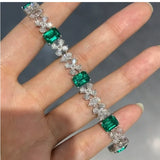 Lab Emerald Diamond Bangle Bracelet 925 Sterling Silver Wedding Bridal Jewelry