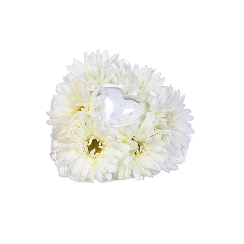 Romantic Lace Wedding Ring Pillow Sunflower Ring Cushion