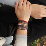 Romantic Leather Wrap Bracelets Nautural Stone Multilayers
