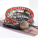 Romantic Leather Wrap Bracelets Nautural Stone Multilayers