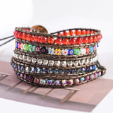 Romantic Leather Wrap Bracelets Nautural Stone Multilayers