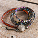 Romantic Leather Wrap Bracelets Nautural Stone Multilayers
