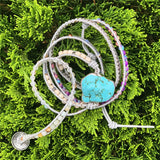 Romantic Leather Wrap Bracelet with Turquoise Stone
