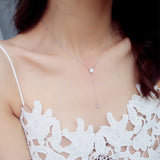 Long Lab Diamond Pendant 925 Silver Necklace For Women