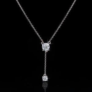 Long Lab Diamond Pendant 925 Silver Necklace For Women