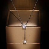 Long Lab Diamond Pendant 925 Silver Necklace For Women