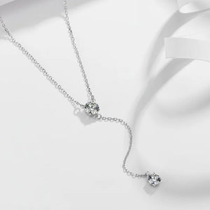 Long Lab Diamond Pendant 925 Silver Necklace For Women
