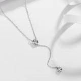 Long Lab Diamond Pendant 925 Silver Necklace For Women