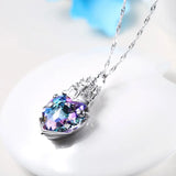 Romantic Love Castle Heart Shaped Purple Crystal Pendant Necklace for Women