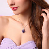 Romantic Love Castle Heart Shaped Purple Crystal Pendant Necklace for Women