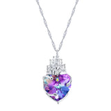 Romantic Love Castle Heart Shaped Purple Crystal Pendant Necklace for Women