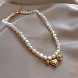 Baroque Freshwater Pearl Necklace 14K Filled Heart Pendant Jewelry