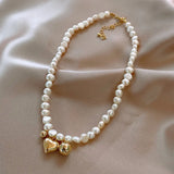 Baroque Freshwater Pearl Necklace 14K Filled Heart Pendant Jewelry