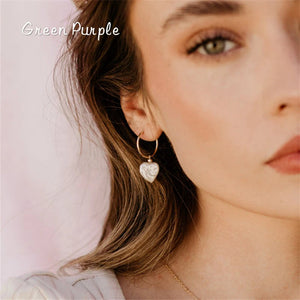 Heart Pearl Hoop Earrings 14K Filled Wedding Jewelry