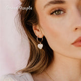 Heart Pearl Hoop Earrings 14K Filled Wedding Jewelry