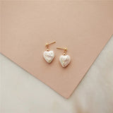 Heart Pearl Hoop Earrings 14K Filled Wedding Jewelry