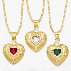 Heart Pendant Wedding Jewelry Necklace Crystal Choker Women