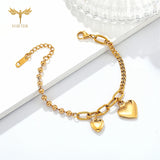 Romantic Love Letter Charm Bracelet Stainless Steel Women Jewelry