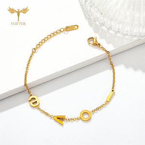 Romantic Love Letter Charm Bracelet Stainless Steel Women Jewelry