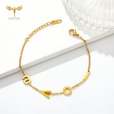 Romantic Love Letter Charm Bracelet Stainless Steel Women Jewelry