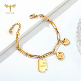 Romantic Love Letter Charm Bracelet Stainless Steel Women Jewelry