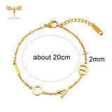Romantic Love Letter Charm Bracelet Stainless Steel Women Jewelry