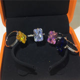 925 Silver Ring 8ct Lab Sapphire CZ Wedding Band