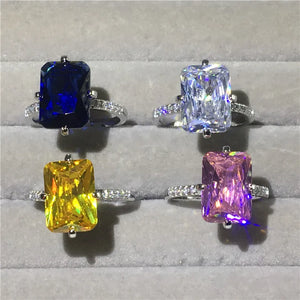 925 Silver Ring 8ct Lab Sapphire CZ Wedding Band