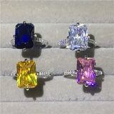 925 Silver Ring 8ct Lab Sapphire CZ Wedding Band