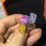 925 Silver Ring 8ct Lab Sapphire CZ Wedding Band