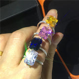 925 Silver Ring 8ct Lab Sapphire CZ Wedding Band