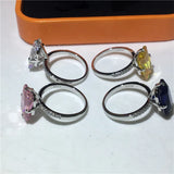 925 Silver Ring 8ct Lab Sapphire CZ Wedding Band