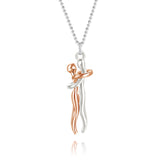 Romantic Hugging Necklaces for Women Two-tone Pendant