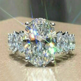 Women's Romantic Oval Stone Cubic Zirconia Wedding Band Ring