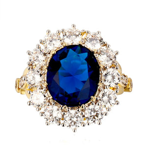 Romantic Oval Zircon Engagement Ring Golden Fine Jewelry