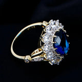 Romantic Oval Zircon Engagement Ring Golden Fine Jewelry