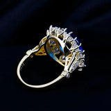 Romantic Oval Zircon Engagement Ring Golden Fine Jewelry