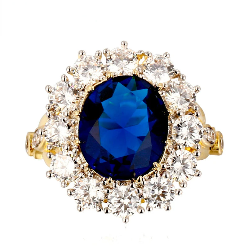 Romantic Oval Zircon Engagement Ring Golden Fine Jewelry