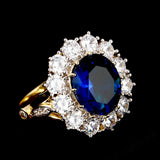 Romantic Oval Zircon Engagement Ring Golden Fine Jewelry