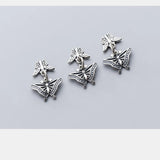 Romantic Matte Hollow Out Butterfly Charms 925 Silver Hook