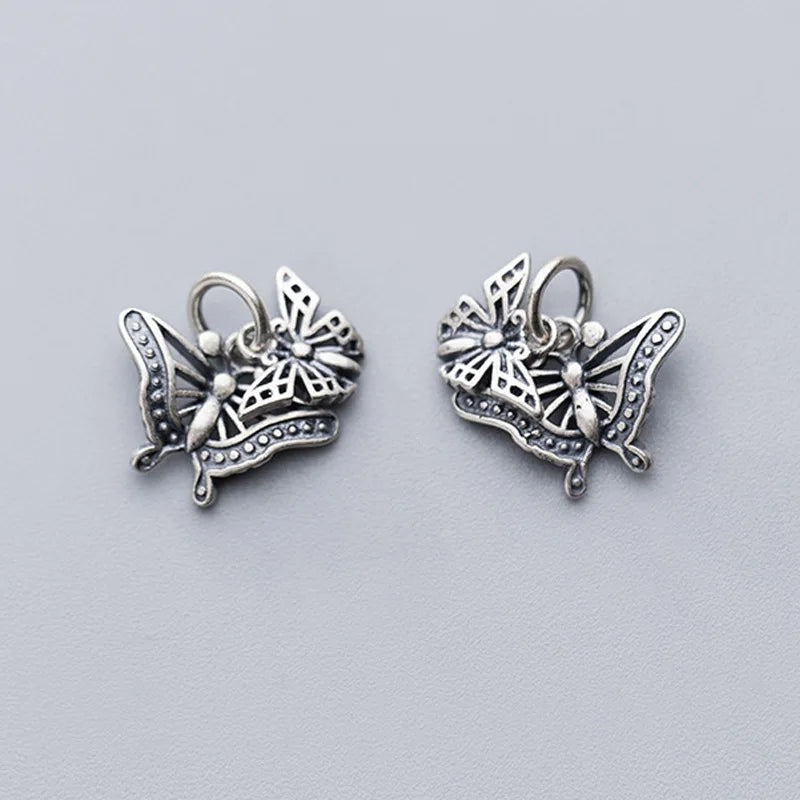 Romantic Matte Hollow Out Butterfly Charms 925 Silver Hook