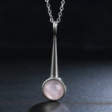 Natural Rose Quartz Pendant Necklace S925 Sterling Silver Necklace