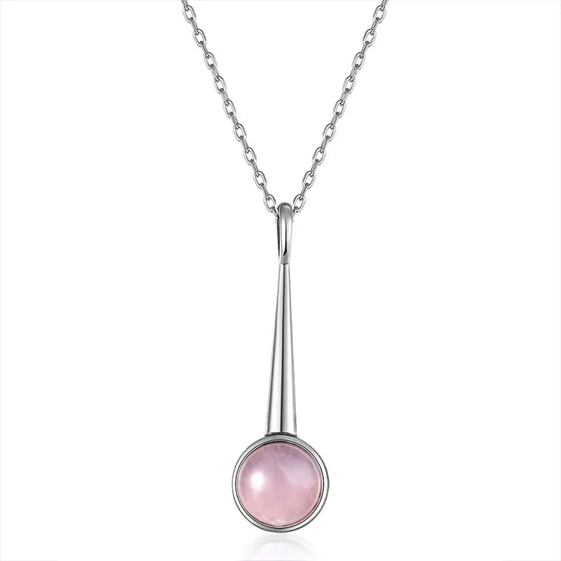 Natural Rose Quartz Pendant Necklace S925 Sterling Silver Necklace