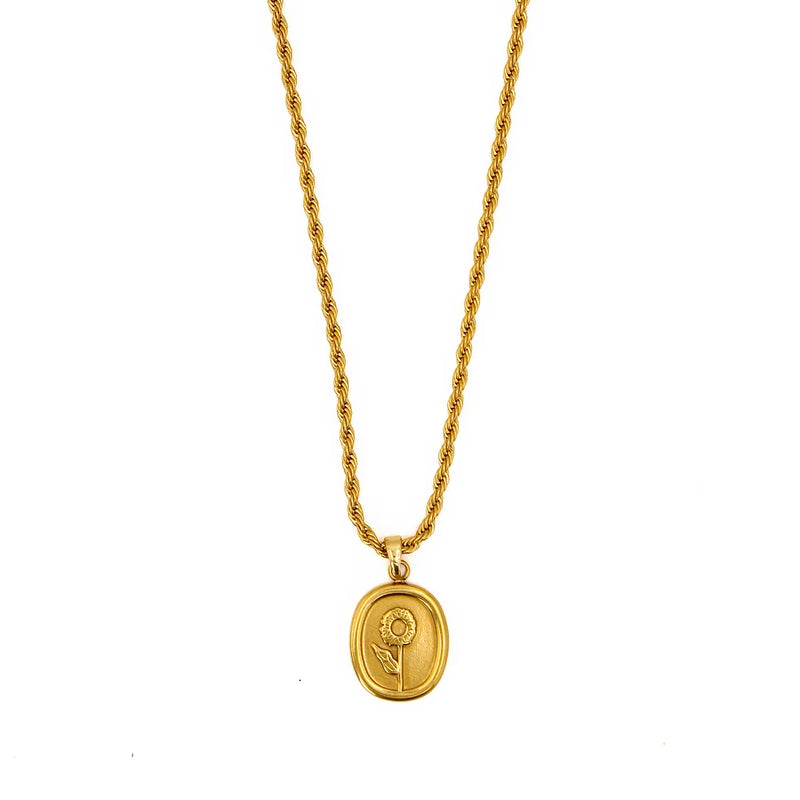 Romantic Stainless Steel Flower Pendant Necklace for Women