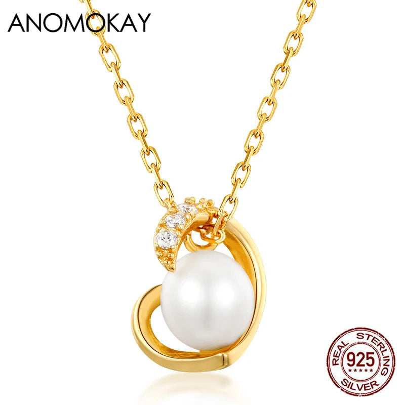Heart Shape Necklace Set with Pearl 925 Sterling Silver Jewelry