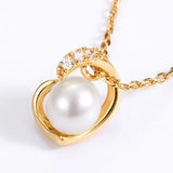 Heart Shape Necklace Set with Pearl 925 Sterling Silver Jewelry